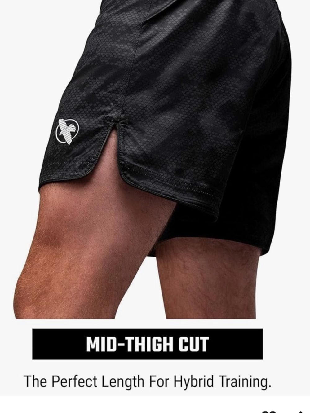 Hayabusa Hexagon Mid-Thigh Hybrid Fight Short black virtually indestructible M - Picture 13 of 16